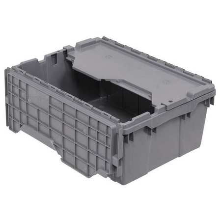 Attached Lid - AKRO-MILS Attached Lid Container,1.12 cu ft,Gray 39-0854W023