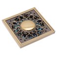 thumbnail image 2 of Floor Drain, Pattern Carving Retro Squared Floor Drain Large  With Accessories For Bathroom, 2 of 8