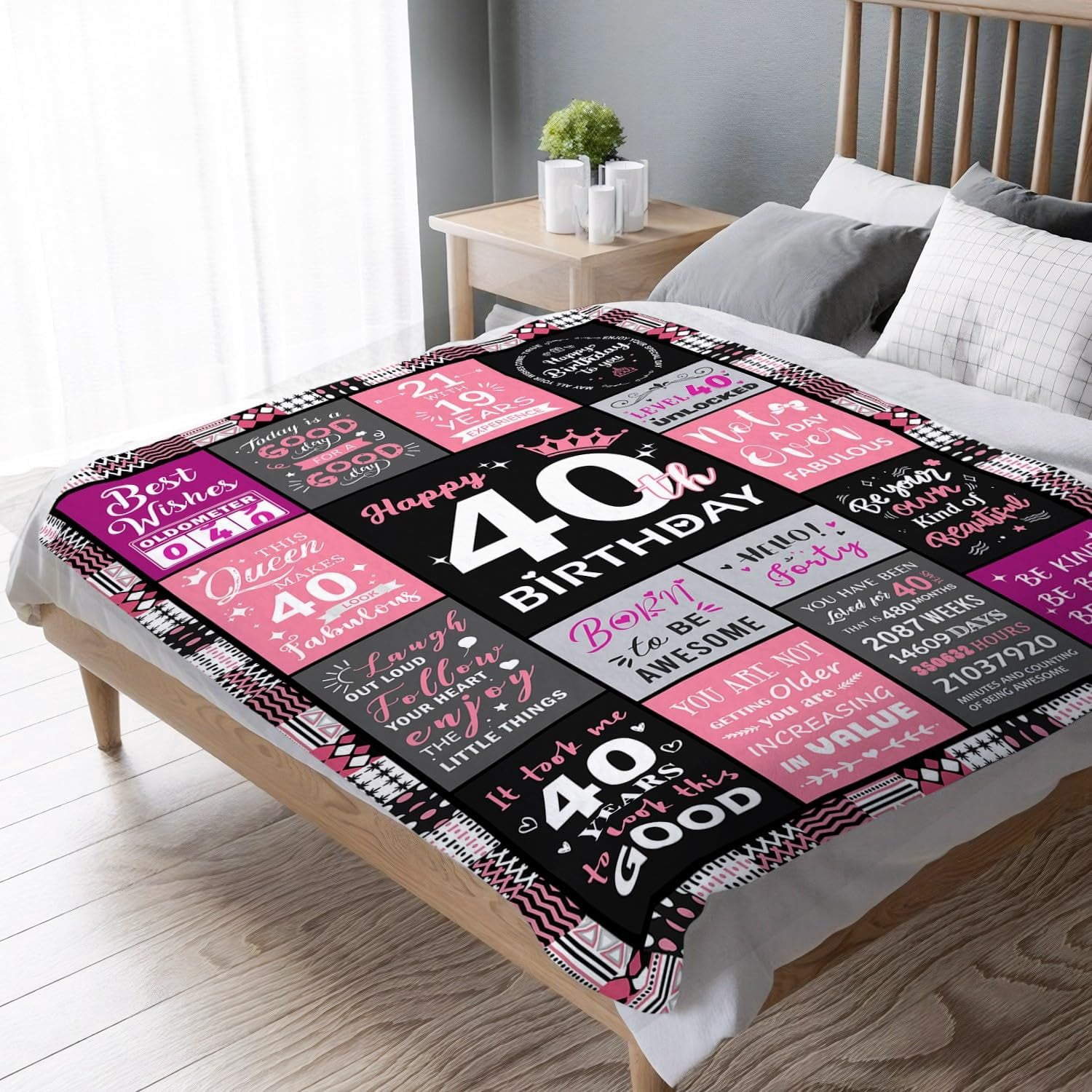 40th Birthday Gifts for Women - 40th Birthday Decorations for Women - 40 Year Old Bday Gifts - Happy 40TH Bday Gift Ideas for 40 Year Old Woman - 1985 Decoration Throw Blanket