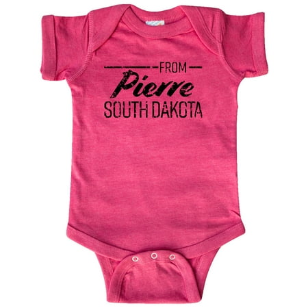

Inktastic From Pierre South Dakota in Black Distressed Text Gift Baby Boy or Baby Girl Bodysuit