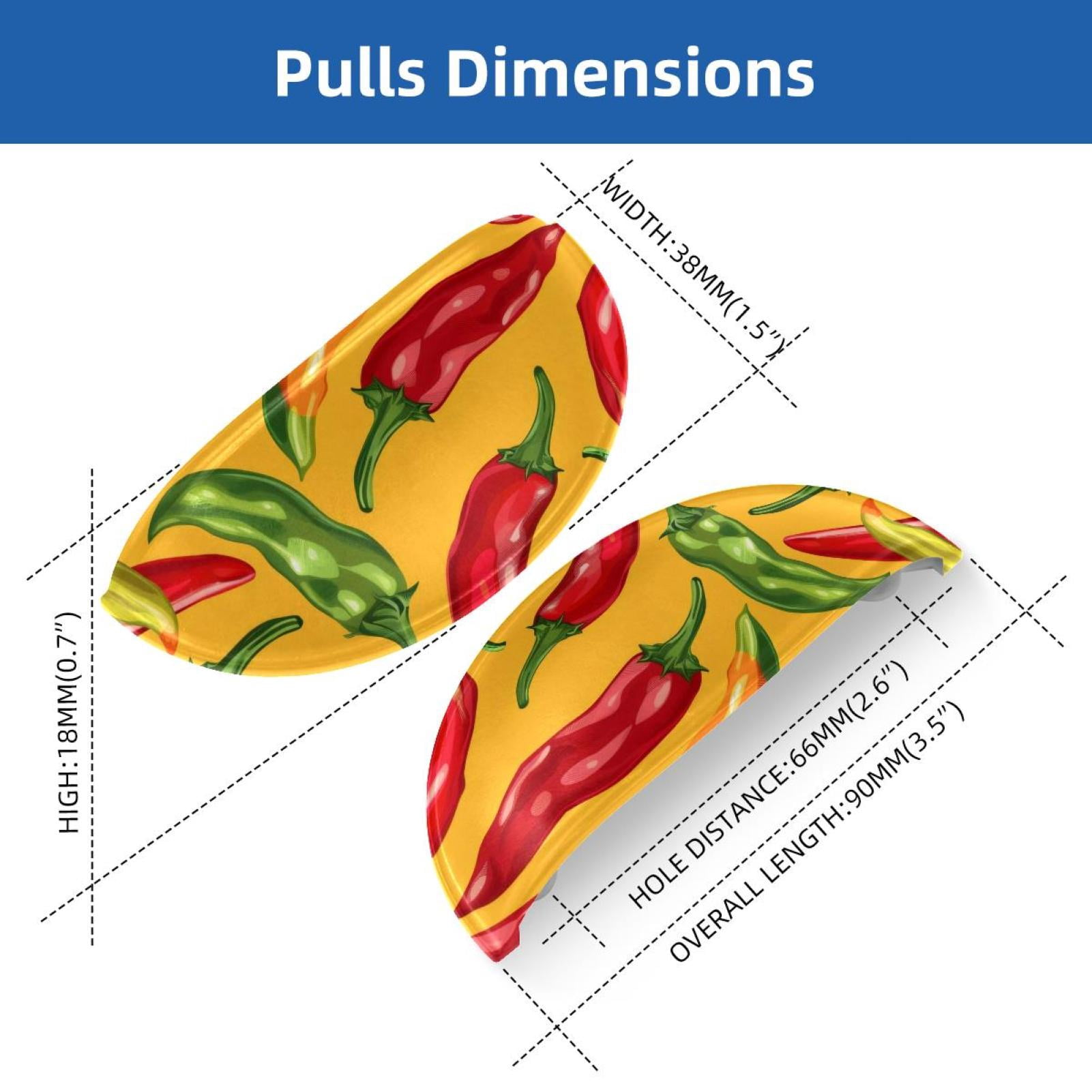PhooArto 6 Pcs Cup Drawer Pulls, Chili Peppers Yellow Pattern Shell Shape Handles Cabinet Knobs for Dresser Cupboard Closet Wardrobe with Screws