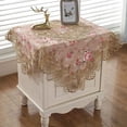 thumbnail image 1 of Nvzi Damask Lace Patchwork Tablecloth Luxury Square Small Table Cover Elegant Floral Embroidered Lace Table Cloth for Party Kitchen Dinning Picnic Decoration (Type C,22x22), 1 of 2