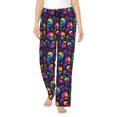 thumbnail image 1 of Balery mushroom rainbow color Skull Pantalones de pijama para mujer, pijamas ultraligeros, pantalones de estar por casa-Small, 1 of 6