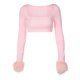 thumbnail image 1 of VISgogo Mujeres Crop Tops, Manga Larga Terciopelo Patchwork Casual Primavera Otoño Verano Street Party Club Tops VISgogo  moda, 1 of 9