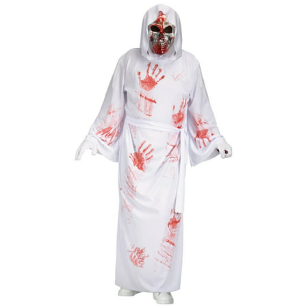 Bloody Bleeding White Death Reaper Halloween Robe & Mask Adult Mens Costume