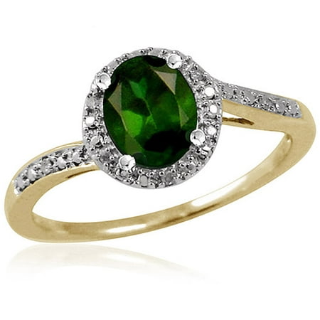 JewelersClub 0.83 Carat T.G.W. Chrome Diopside Gemstone and 1/20 Carat T.W. White Diamond Ring