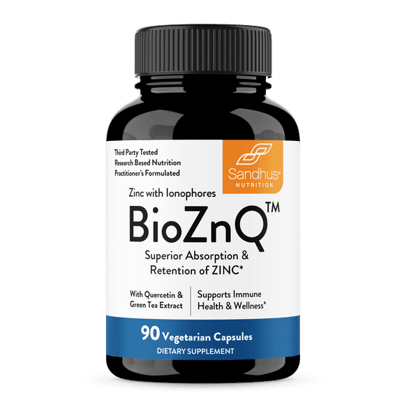 Sandhu's BioZnQ, 900mg of Quercetin & Green Tea Extract with 22mg of Zinc, Immune Support, 90 Ct