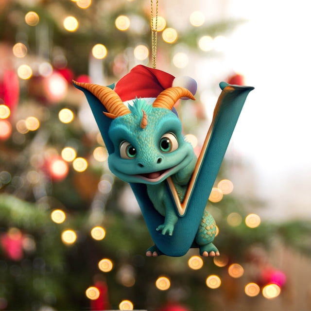 Xihbxyly Colgante Navideño de Dinosaurio, Adorable Adorno para Amantes de Los Perros, Ideal para El Árbol de Navidad, Regalo para Amantes de Los Perros, Decoración Caprichosa para El Hogar, Acrílico