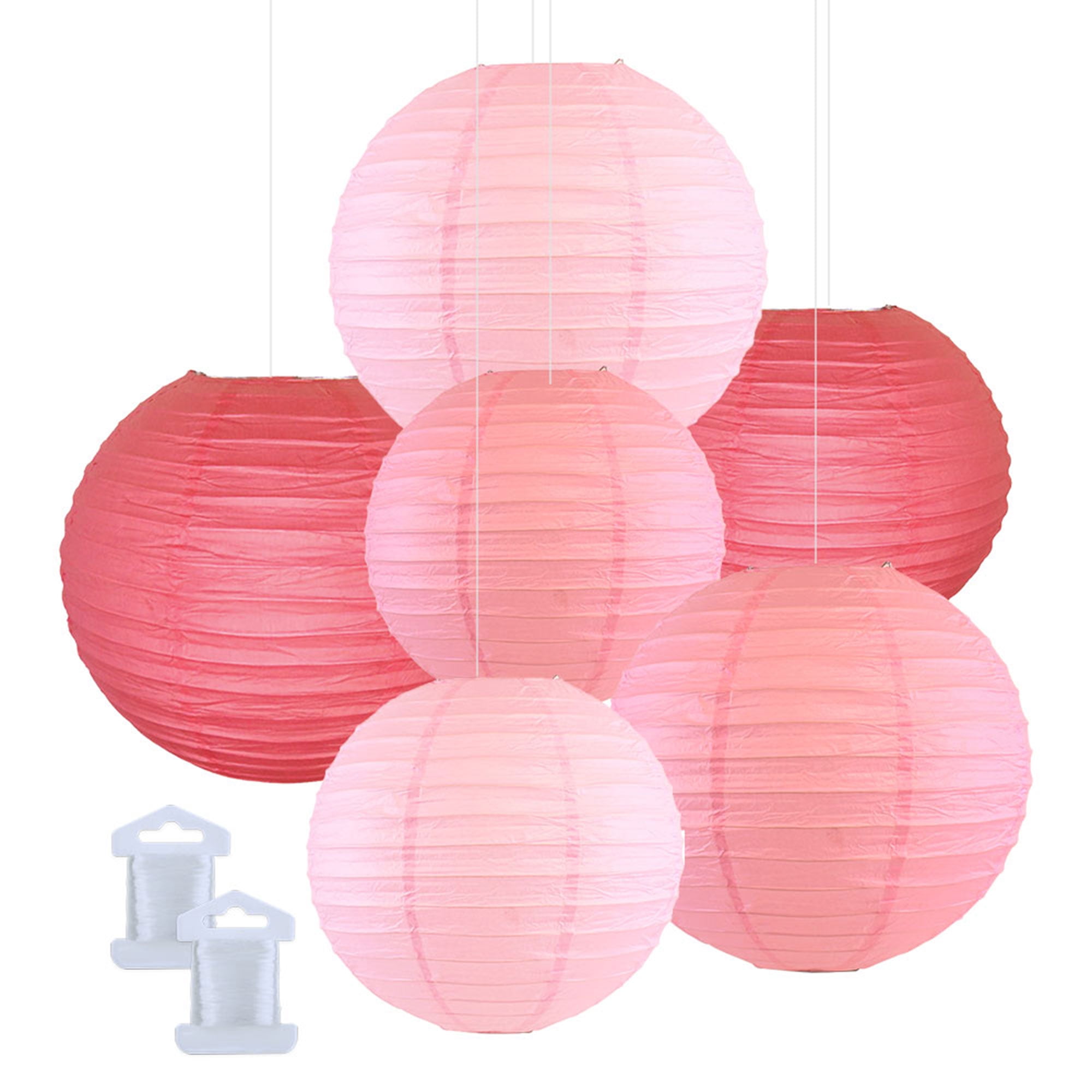 Just Artifacts 6pcs Assorted Size Decorative Round Hanging Paper