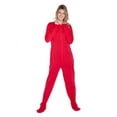 thumbnail image 2 of Big Feet Pajamas Red Cotton Jersey Knit Adult Footed Sleeper with Drop Seat, 2 of 4