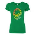 thumbnail image 2 of Tropical Palm Trees Silhouettes with Sunset | Womens Pop Culture Slim Fit Junior Tee, Kelly, Medium, 2 of 4
