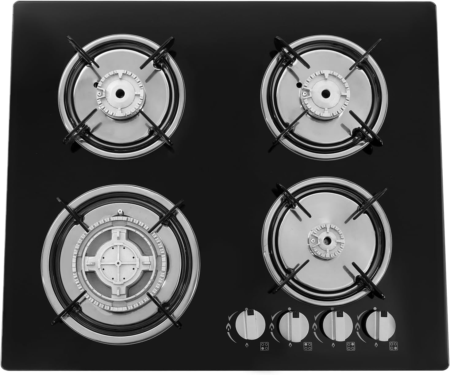Gas Cook-top Gas Stoves,4-Burners Built-in Countertop Gas Stove NG/LPG Gas Hob Kitchen Cooker Built-In Cook Stove Tempered Glass Electronic Ignition Stove