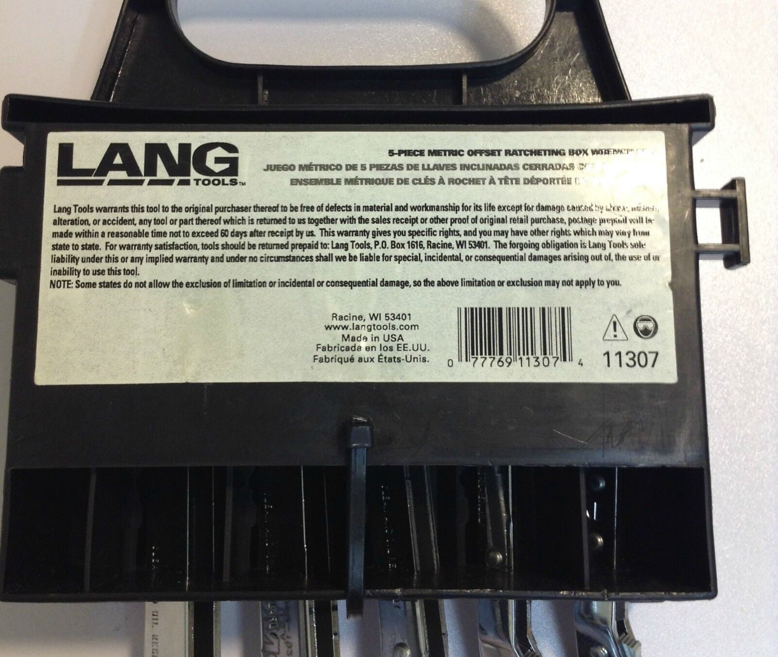 Lang Tools 5-Piece Metric Offset Ratchet Ratcheting Box Wrench Set - US Made