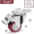 thumbnail image 2 of LinenLoon Casters Set of 8 Heavy Duty - Caster Wheels 2 Inch. Locking Casters. Swivel Casters with Brake (Top Plate). Double Ball Bearing Non Marking Castor Wheels for Cart Furniture Workbench, 2 of 5