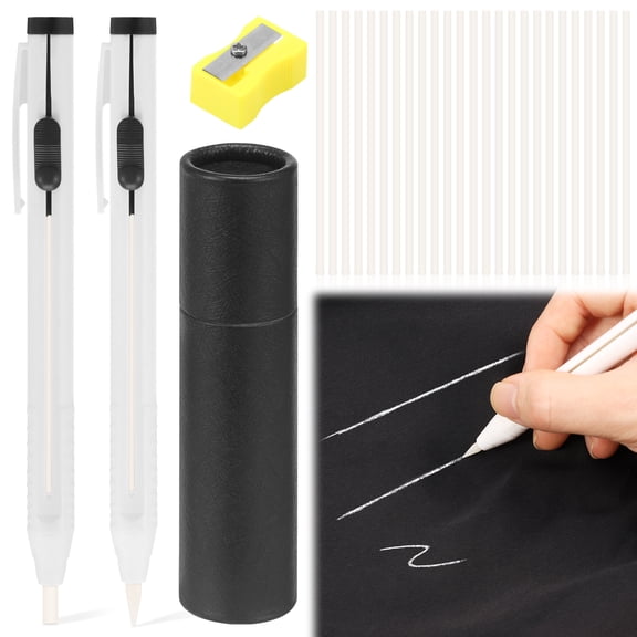 28Pcs White Chalk Pencil for Sewing Refillable and Washable Sewing Chalk Pencil with Sharpener for Fabric for Cotton Linen Canvas Denim