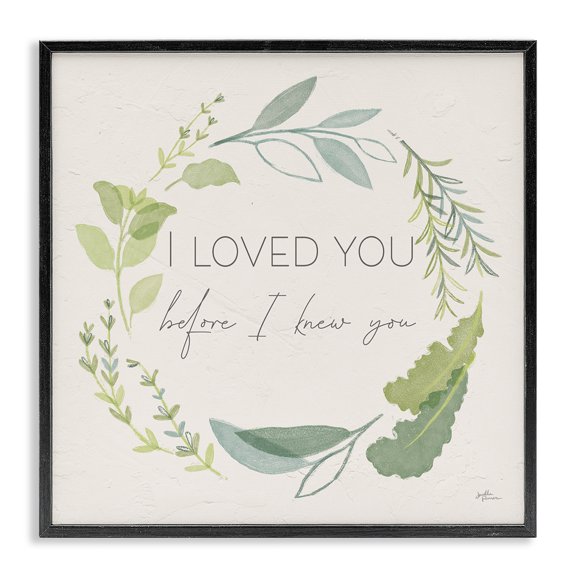 Stupell Industries Scandinavian Love You Before I Knew You Phrase Green Leaves Black Framed Giclee Art, 12 x 12, by Janelle Penner