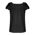 thumbnail image 4 of ASEIDFNSA Girls Square Neck Blouse with Flutter Sleeves Gathered Front and Solid Summer Style (Black,5-6 Years), 4 of 5
