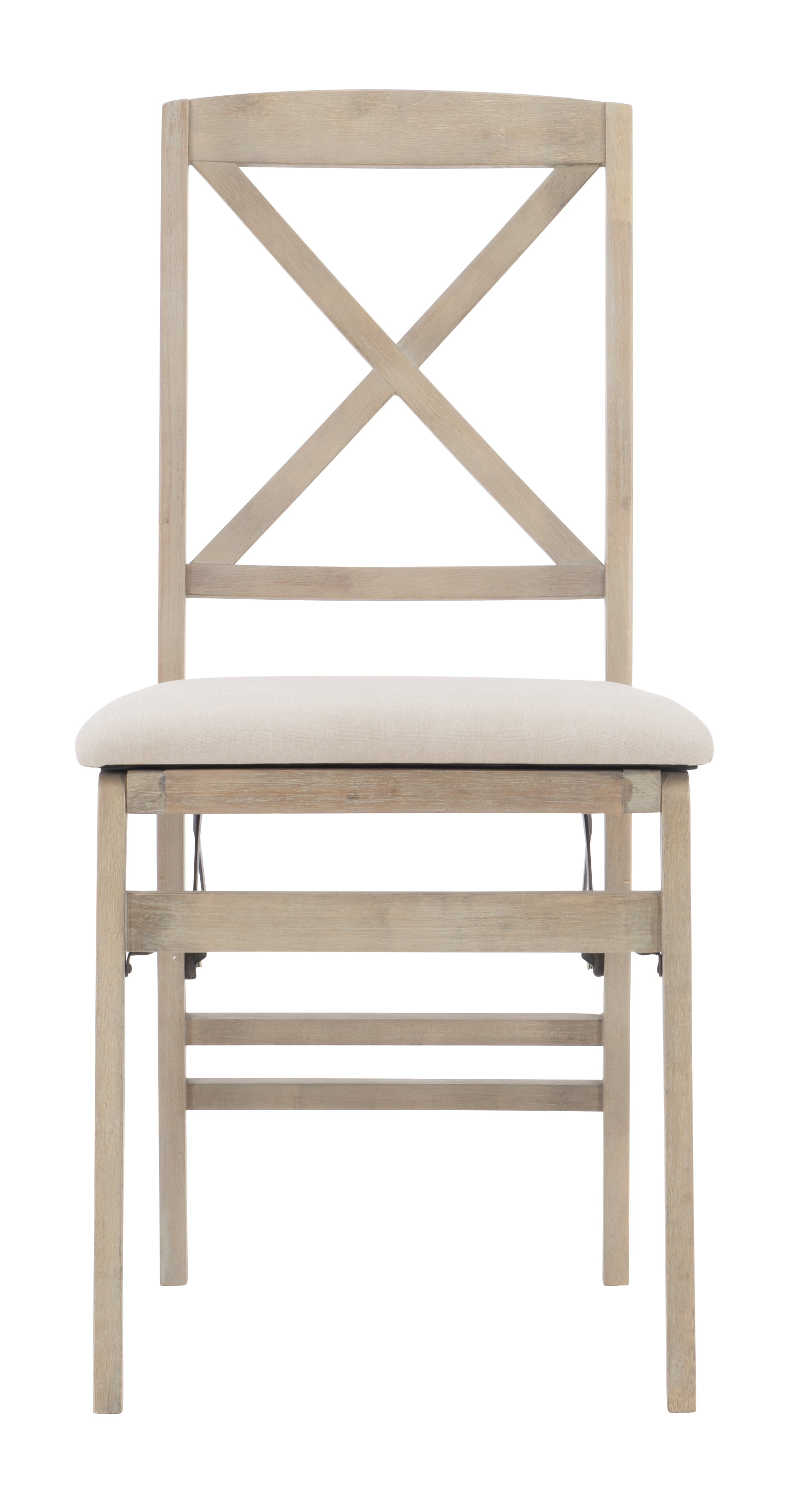 Linon Marlin Folding Dining Chair, Set of 2, Graywash/Beige
