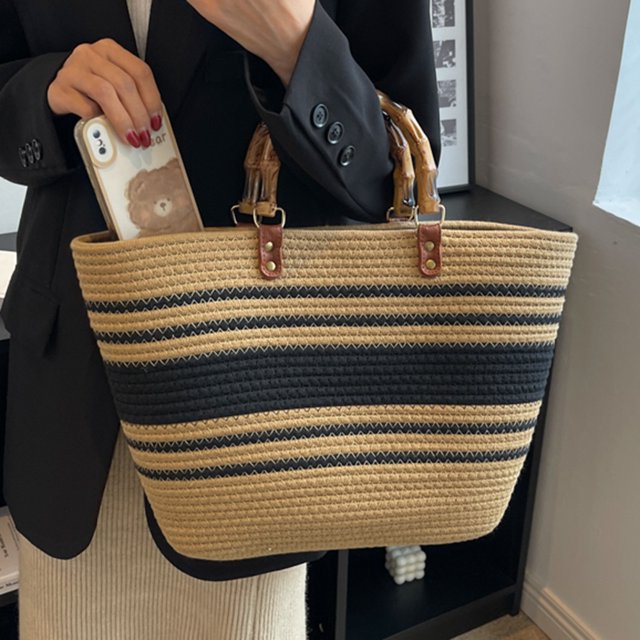Bolso de playa Mango de bambú de vacaciones en la playa Moda exquisita para fiesta junto al mar