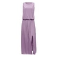 thumbnail image 4 of Robe Décontractée pour Femmes Robe d'Été pour Femmes Sans Manches Col Robes Maxi Couleur Unie Robe à Fente Vêtements pour Femmes G AG, 4 of 6
