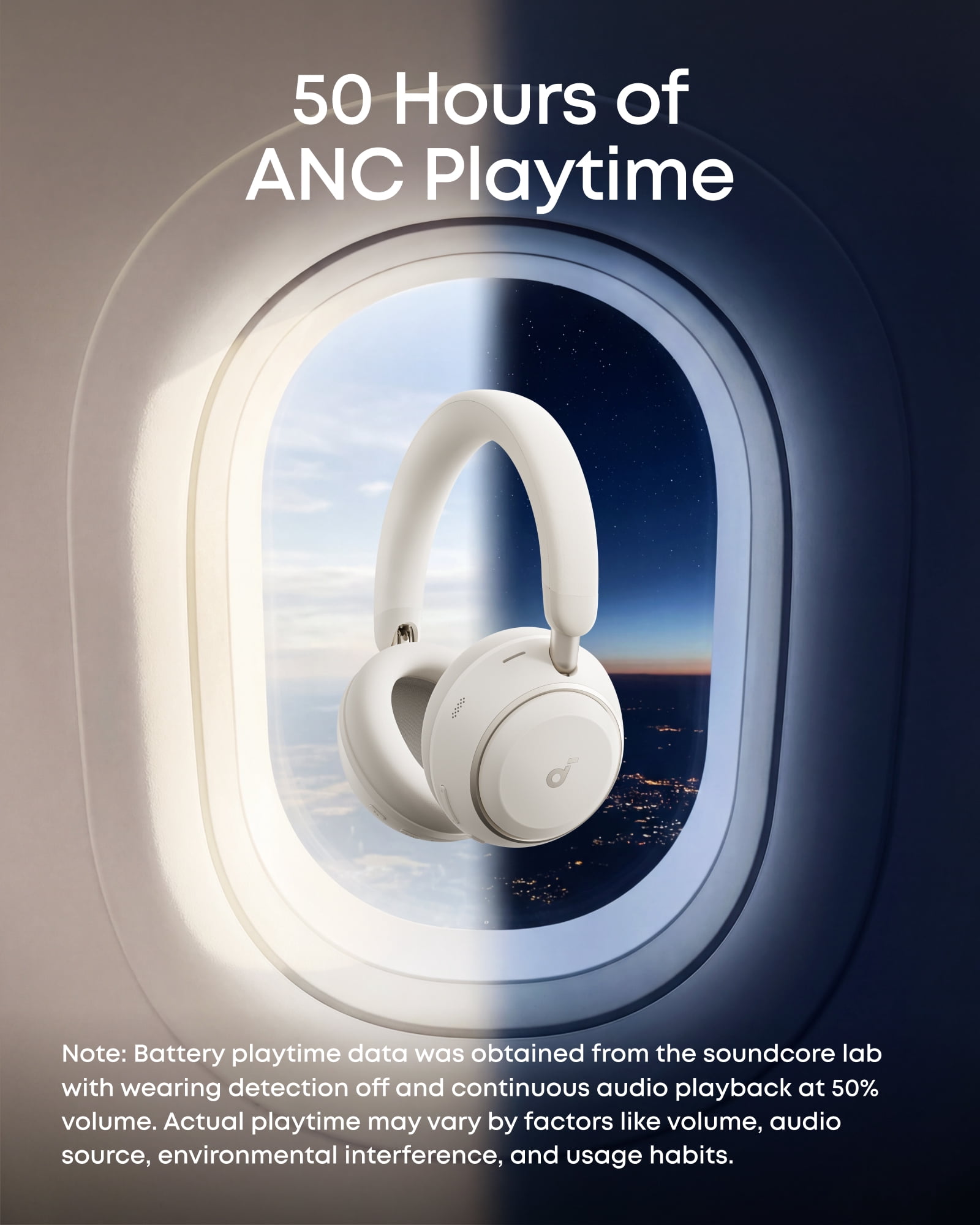 soundcore Space 2 by Anker, Active Noise Cancelling Headphones,Comfortable Fit, 50H Playtime, LDAC Hi-Res Wireless Audio, Dual Connection, Clear Calls, Bluetooth 6.1, Nap Mode, Wearing Detection
