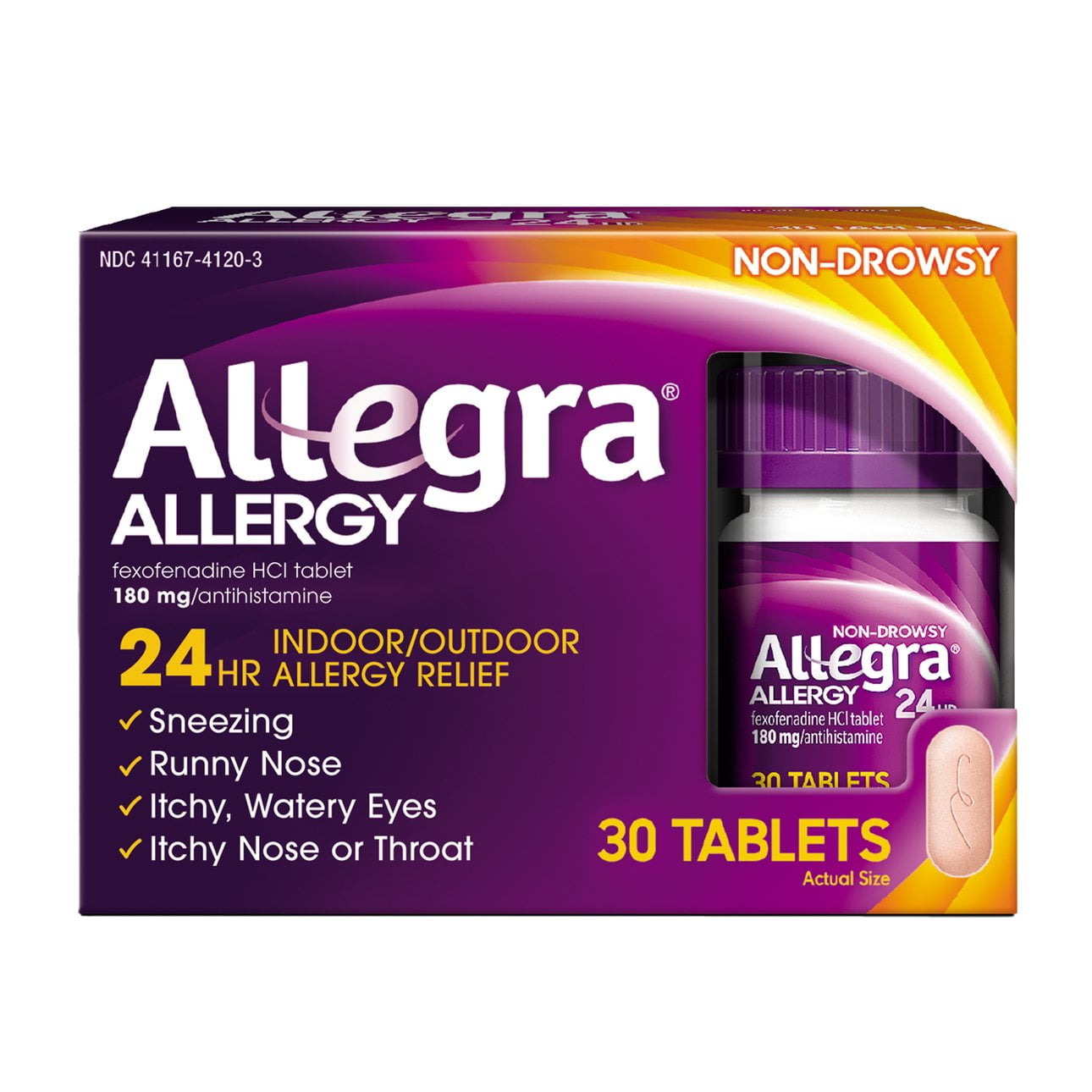 Allegra Allergy 24 Hours Allergy Relief, Non-Drowsy 30 Tablets, 3-Pack