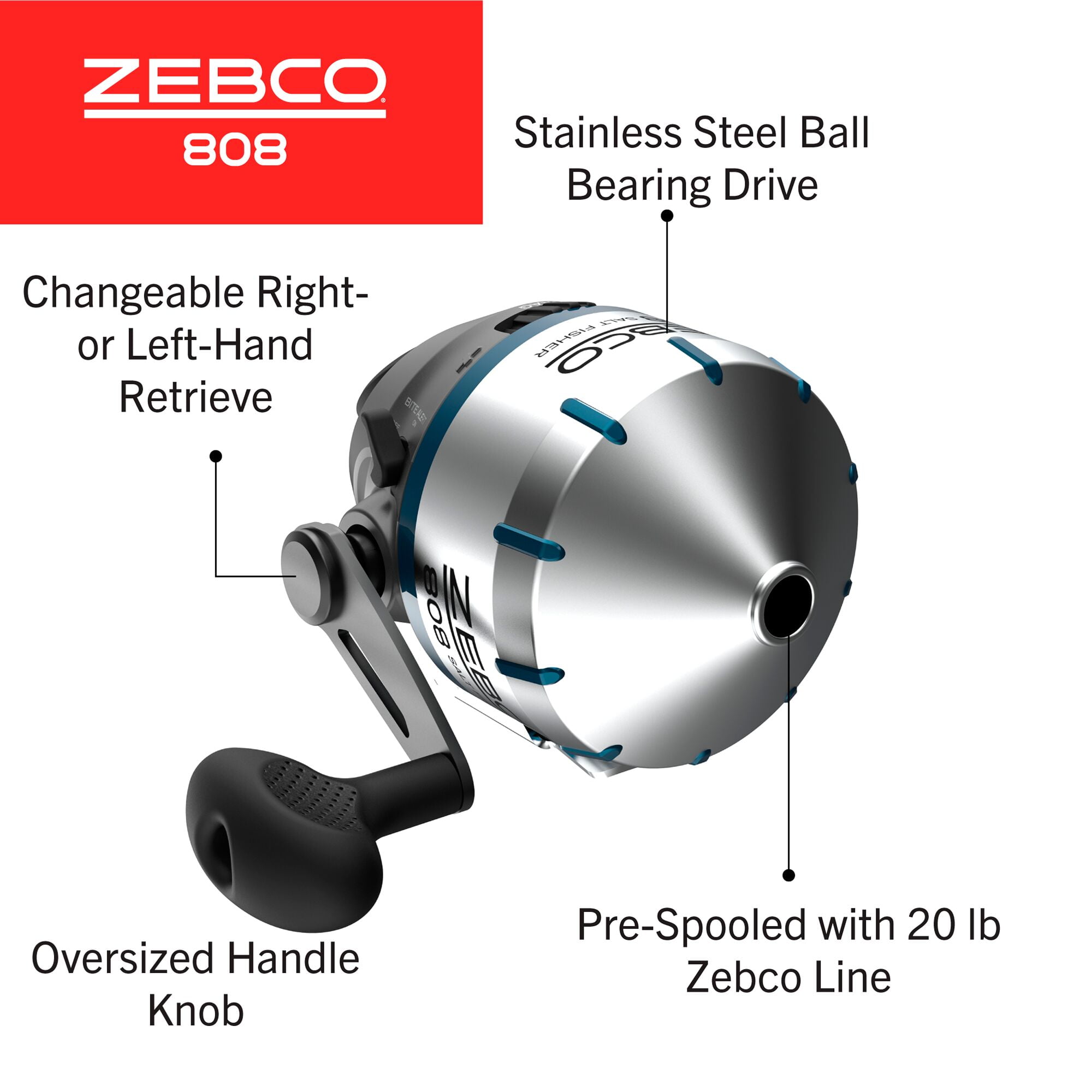 Zebco 808 Saltfisher Spincast Fishing Reel, Size 80 Reel