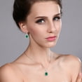 thumbnail image 3 of Gem Stone King 925 Sterling Silver Green Nano Emerald Pendant and Earrings Jewelry Set for Women (7.33 Cttw, Gemstone May Birthstone, Emerald Cut 9X7MM, with 18 inch Chain), 3 of 4