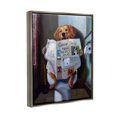 thumbnail image 3 of Stupell Industries Dog Reading the Newspaper On Toilet Funny Painting Luster Gray Framed Floating Canvas Wall Art, 24x30, by Lucia Heffernan, 3 of 6