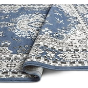 Rugs Blue Oriental 3x5 Area Rug Traditional Persian Bordered Carpet Rugs - Actual Size 37 x 52