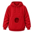 thumbnail image 2 of Stralyhd Pet Pouch Hoodie for Women Men Oversized Kangaroo Pocket Carrier Hooded Sweatshirt Animal Holder Cozy Long Sleeve Hoodies Red S, 2 of 6