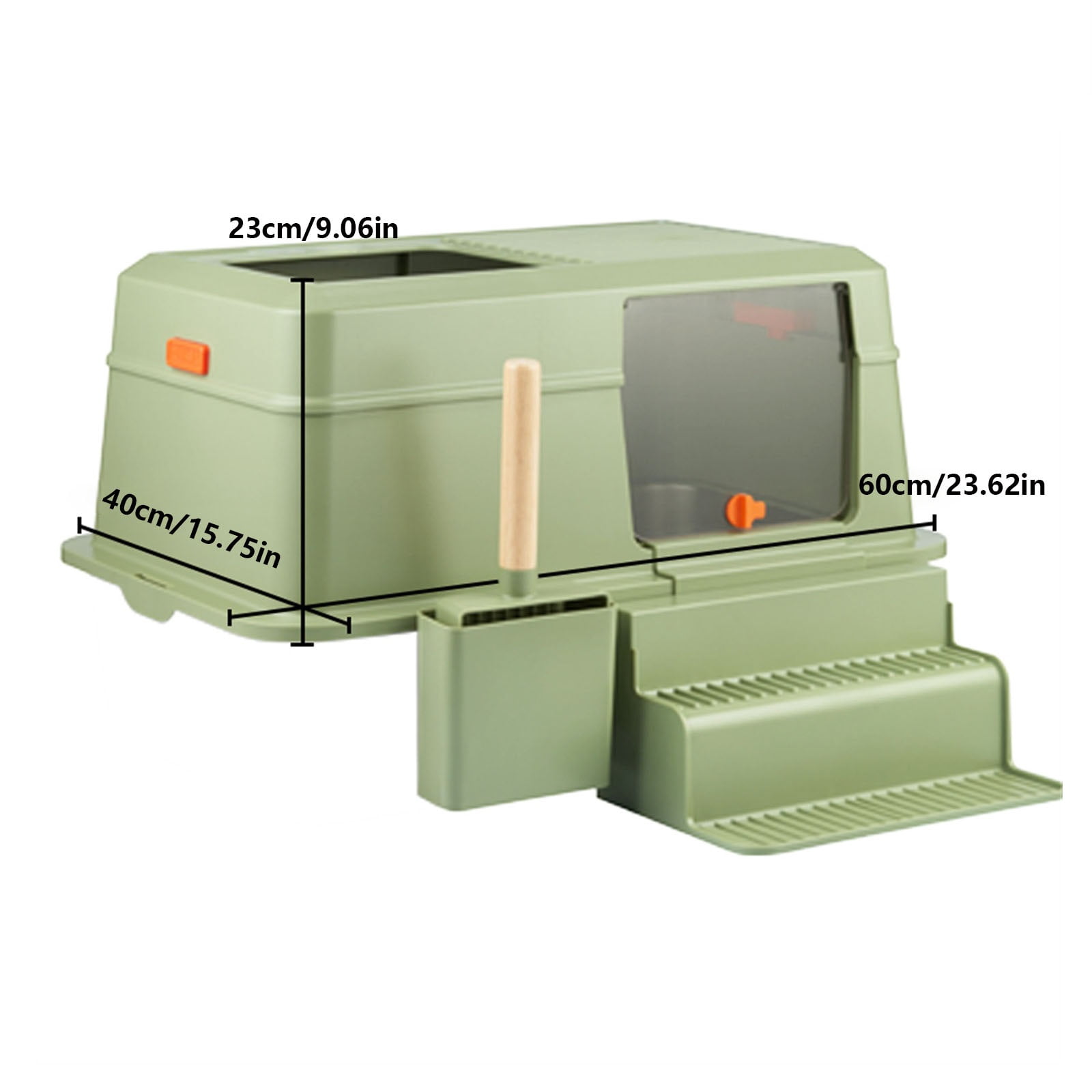 Stainless Steel Litter Box with Lid, Front Entry Top Exit Kitty Litter Box, Easy Clean Metal Kitty Litter Box with Litter Scoop and Climbing Ladder