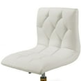 thumbnail image 3 of Aman Cream Upholstered Adjustable Height Swivel Office Chair with Golden Frame Wheel Base, 3 of 7