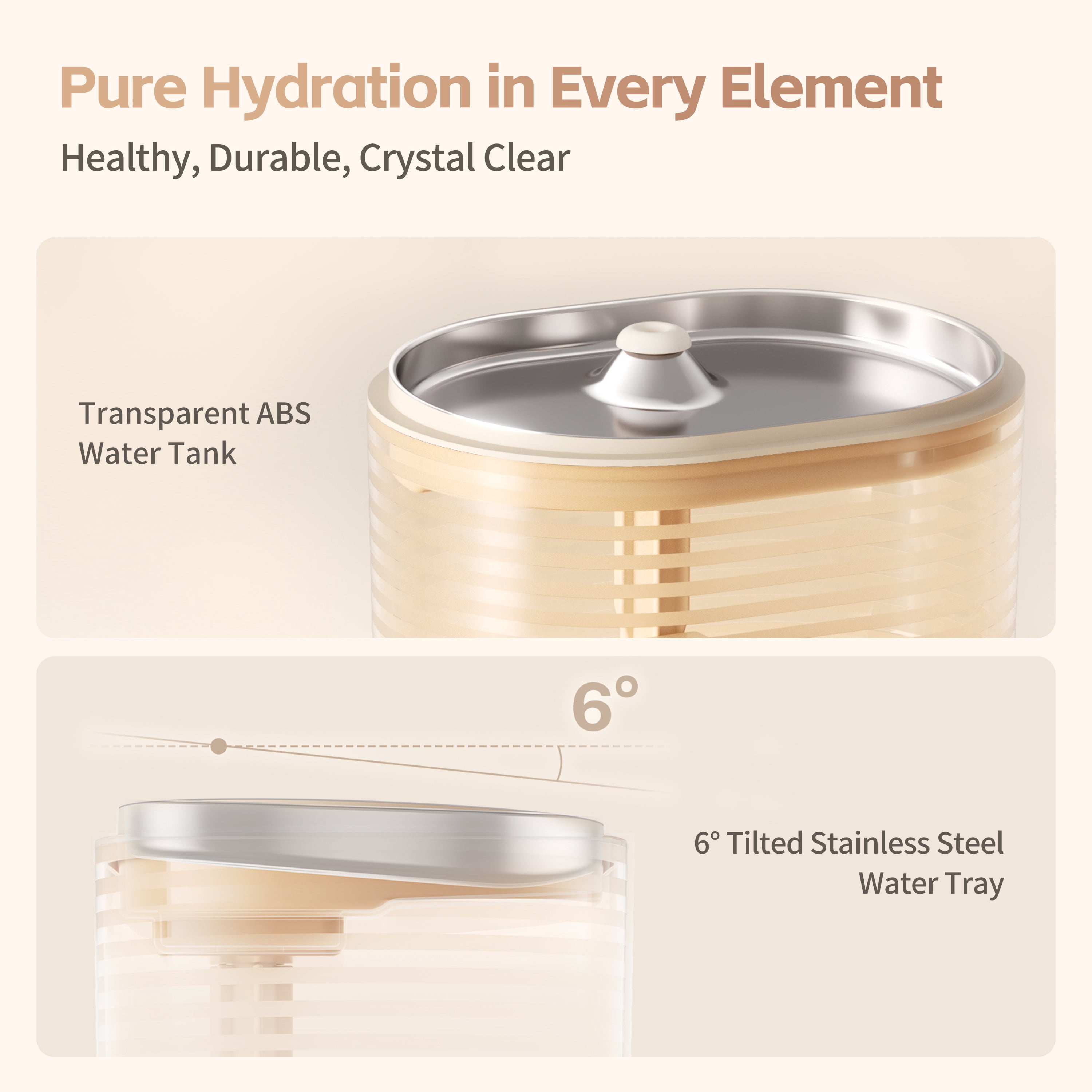 Enabot ROLA Cat Water Fountain Cordless: Battery-Operated Smart Pet Fountain, Pumpless Cat Water Dispenser, Stainless Steel Tray, Wireless Cat Fountain w/Phone App (2.4 GHz Only)