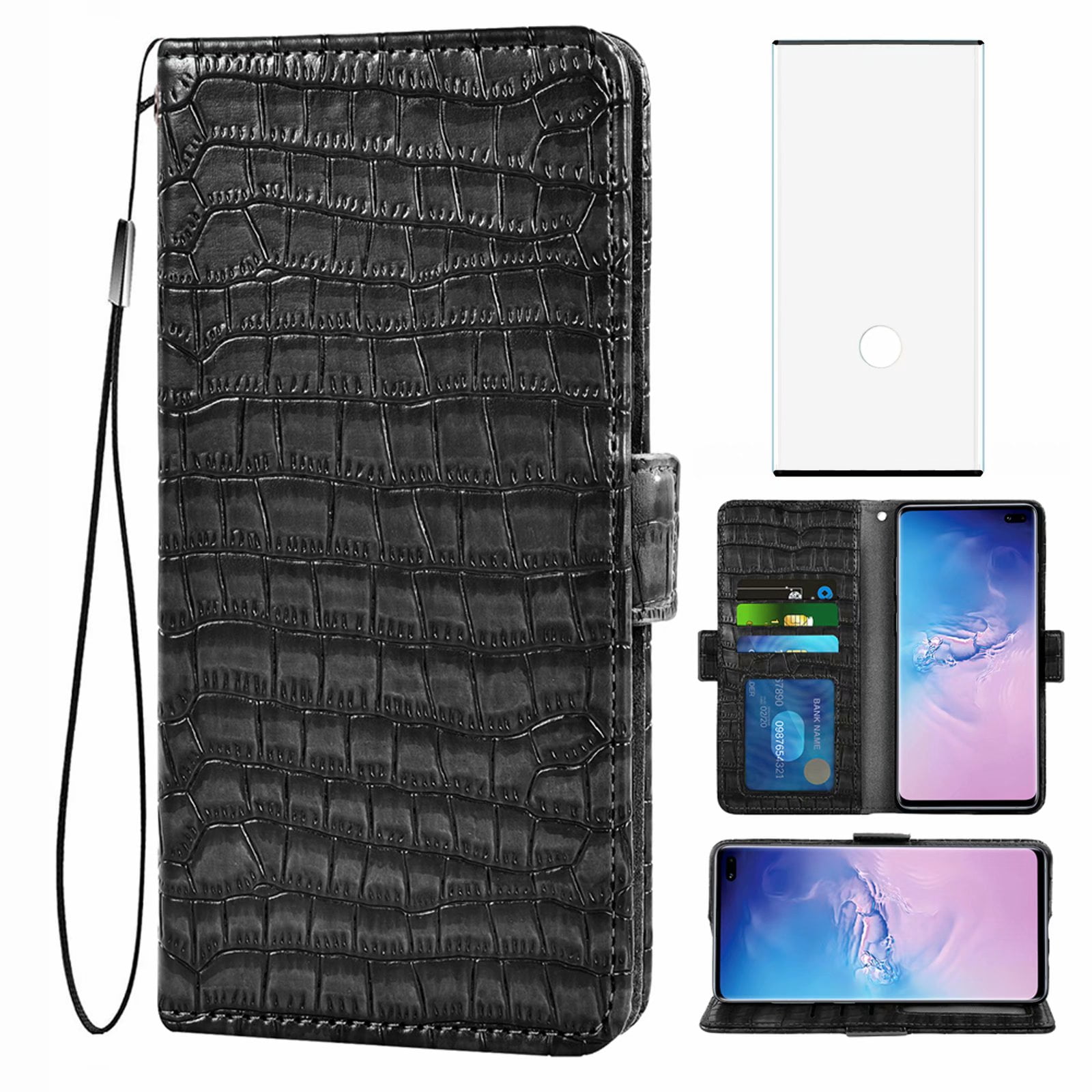 Étui de Téléphone Portable pour Samsung Galaxy Note 10 Plus en Cuir, Étui Rabattable pour Samsung Galaxy Note 10+, Noir