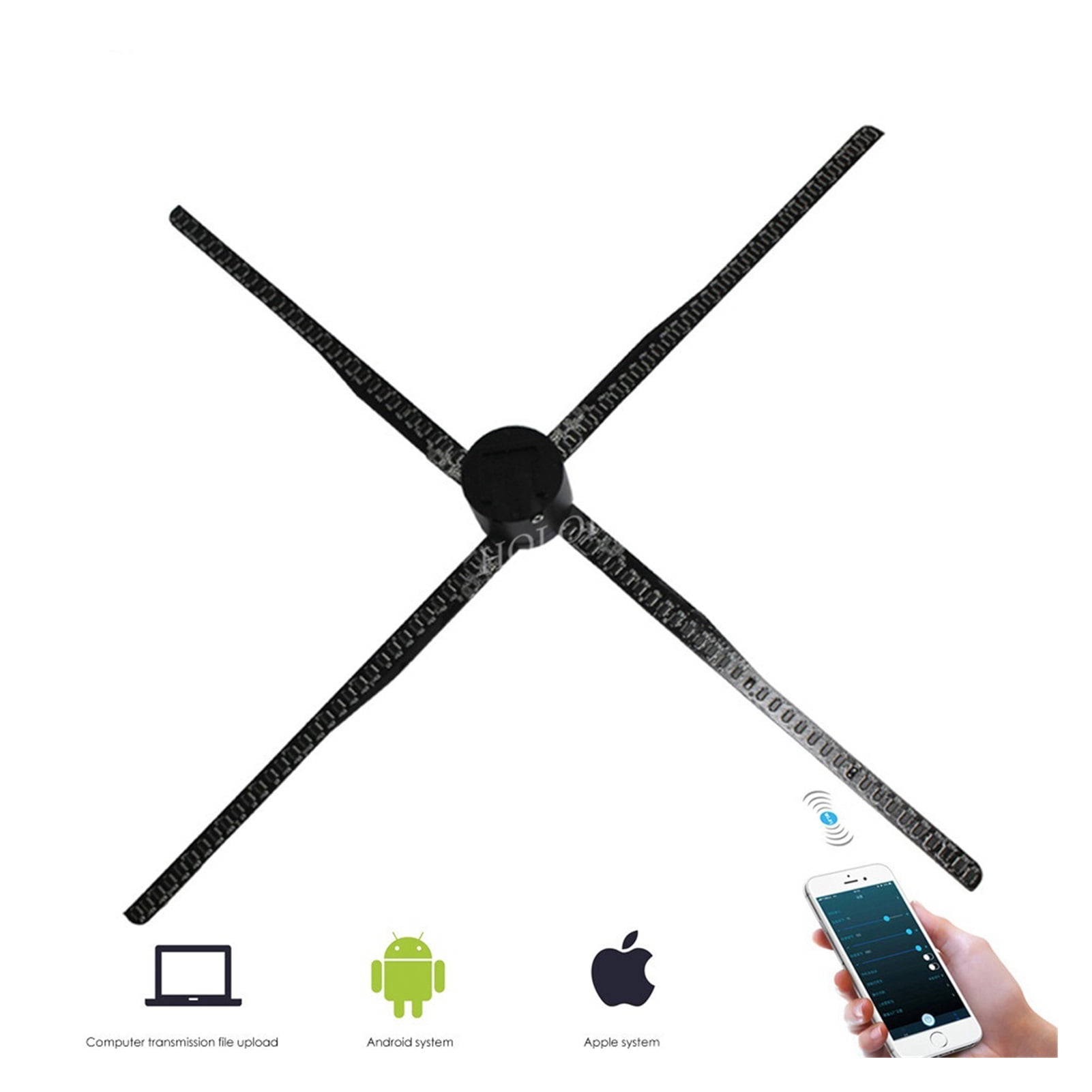 Upgrade 84cm Wifi 3D Hologram Projector Light Advertising Display LED Fan Holographic Imaging Lamp 3D Remote Hologram Player ,High-Definition Presentation