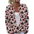 thumbnail image 2 of Halloween Cardigan Sweaters for Women Novelty Halloween Party Graphic Womens Sweaters Cardigan Knit Button Down Cropped Long Sleeve Fall Winter Holiday Comfy Cardigan Outwear Watermelon Red XL, 2 of 6