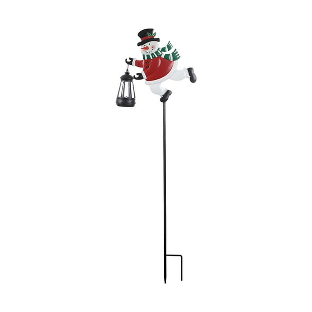 Luz de camino navideña con estaca para jardín, luz LED solar decorativa con forma de muñeco de nieve Luz cálida