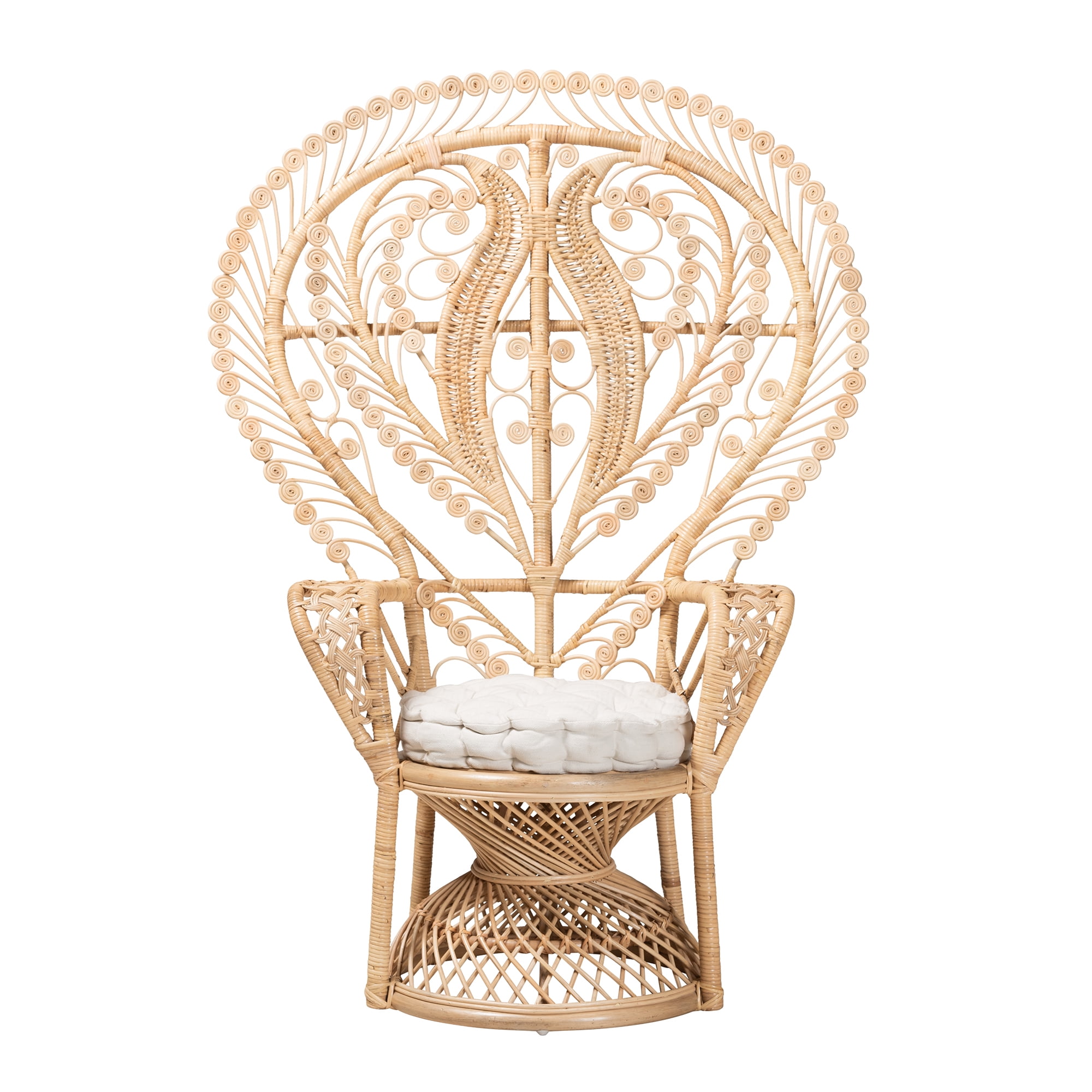 bali & pari Fedra Rattan BOHO Peacock Chair, Natural Brown