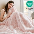 thumbnail image 3 of JERFIT Faux Fur & Velvet Plush Throw Blanket, Ultra Soft Decorative Pink Blanket for Couch, Bed, or Gift, 3 of 6