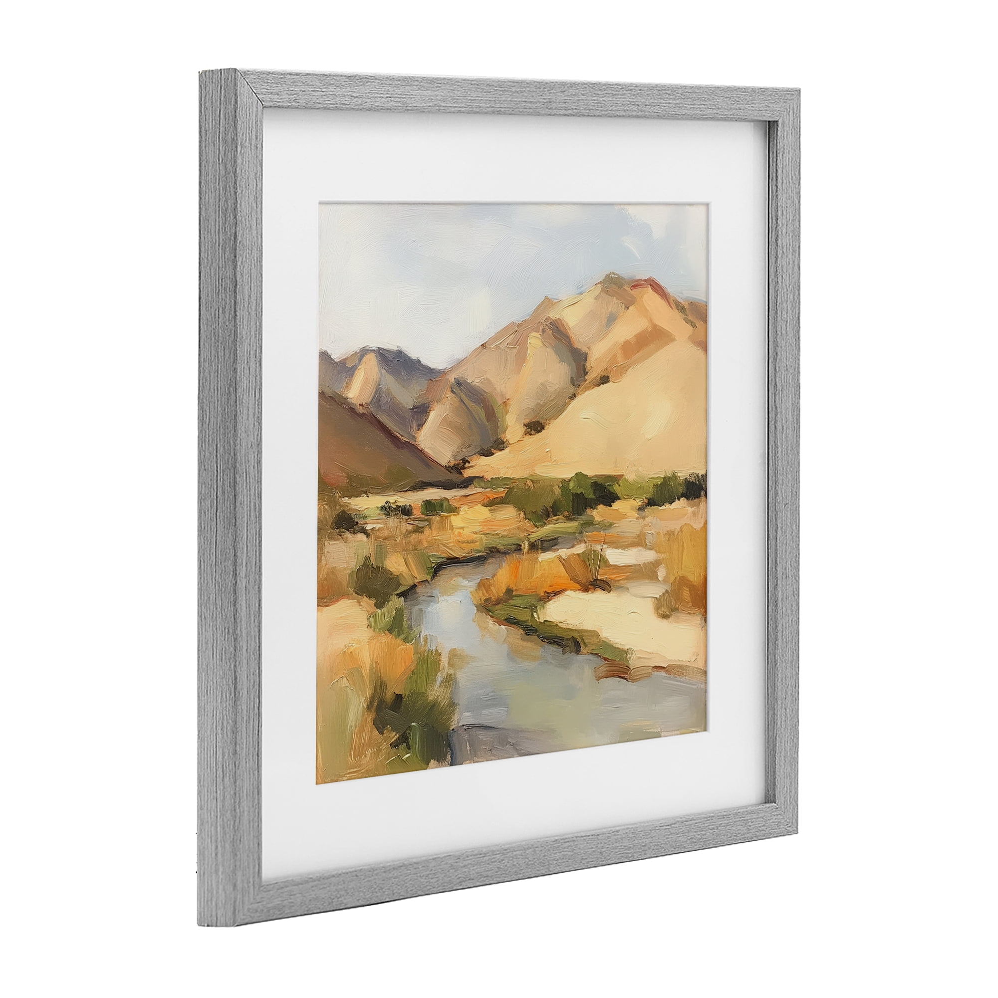 Stupell Industries Wispy Desert River Gray Framed Print Under Glass, design by Petal Prints Design