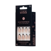 Kiss Masterpiece Press On Nails, Black Tips, Medium Length, Almond Shape, 30 Count