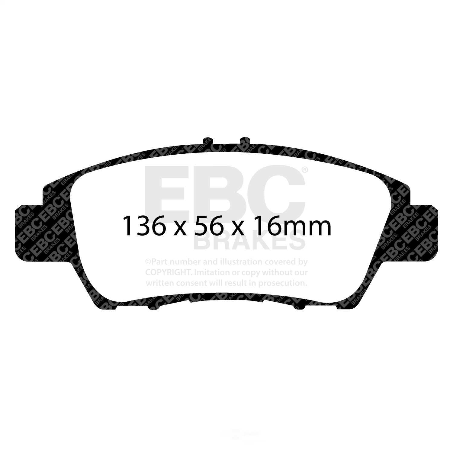 EBC Brakes DP22041 Greenstuff 2000 Series Sport Brake Pads, FMSI Pad No. D1394 Vented 262mm Dia
