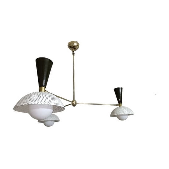 Sputnik Molto 3-Arm Ceiling Pendant in Natural Brass Enameled Mesh, By Authentic Home Decorz