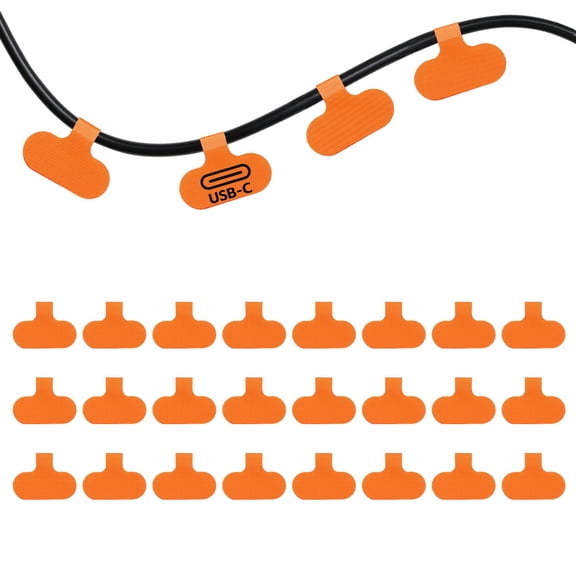 Uxcell 24Pcs Cable Labels Tags, 2.4" Write on Wire Tags Cord Labels Hook Loop Oval Cable Ties for Electronics Organize Wire Classify Identification Management, Orange