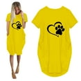thumbnail image 1 of Meichang Robes d'Été pour Femmes Grande Taille Col Rond Manches Courtes Longueur Genou Robes Mignonnes Imprimé Patte de Chien Cœur Robes Midi Coupe Ample Robes de Vacances d'Été, 1 of 4