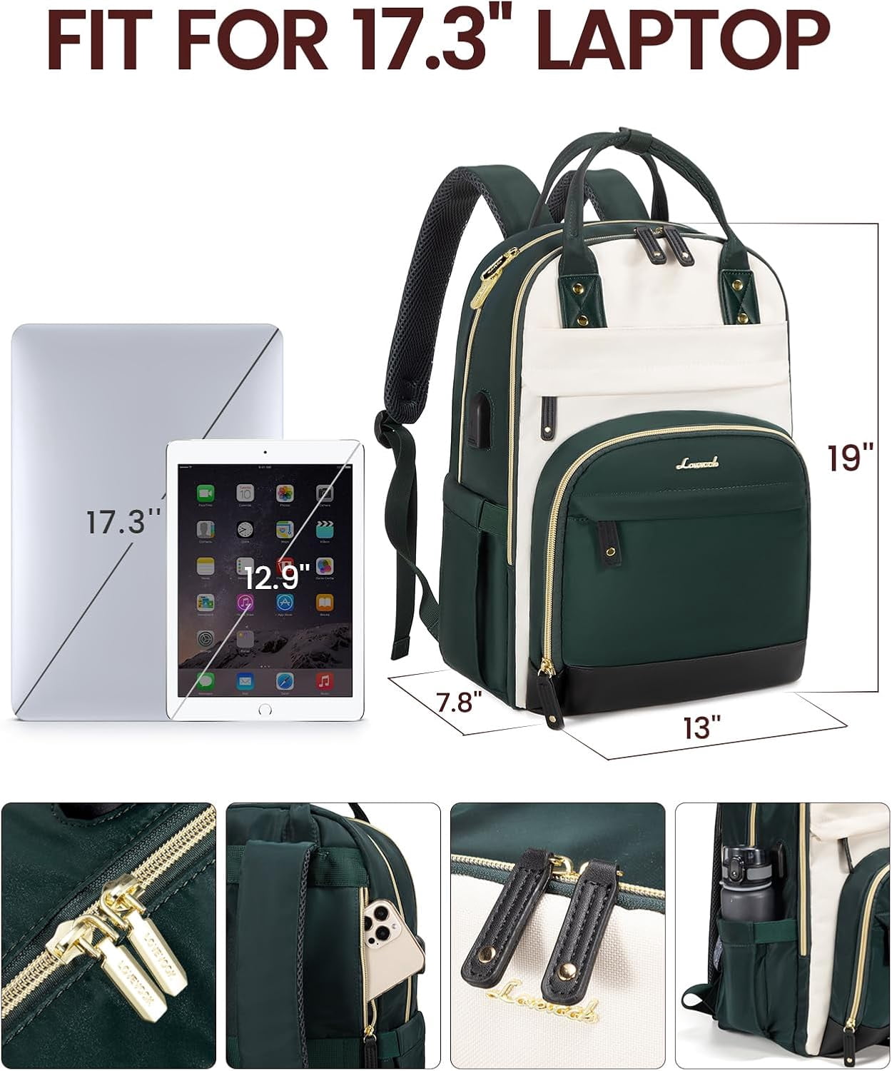 LOVEVOOK Backpack for Women, Fits 15.6 Inch Laptop Bag, School Backpacks, Fashion Travel Work Anti-theft Bag, Business Computer Waterproof College Backpack Purse