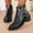 Black, variant on Amzcrzy Ankle Boots for Women Women's Fashionable Casual British Style Short Boots Solid Color Embroidery Round Pointed Toe Low Heel Ankle Boots Womens Booties Women's Boots Booties for Women