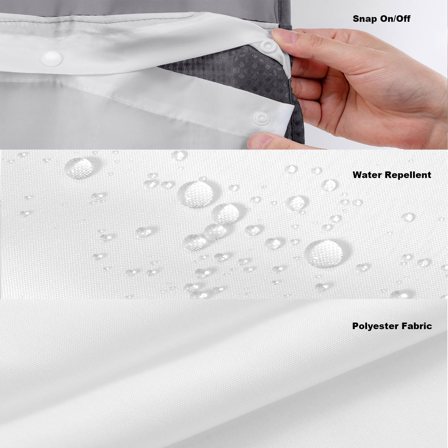 Waffle Weave Shower Curtain with Snap in Fabric Liner, No Hook Shower Curtain with Snap-in Liner, DawnJoanHD Dark Grey Heavyweight Fabric Shower Curtain with See Through Top Window, 72"X75"