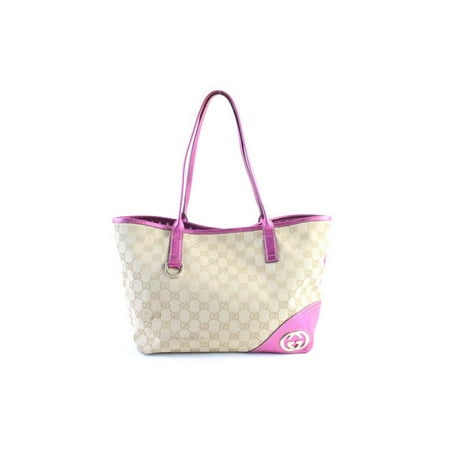 - Britt Medium Tote 19gr0319 Beige X Fuchsia Monogram Canvas Shoulder Bag